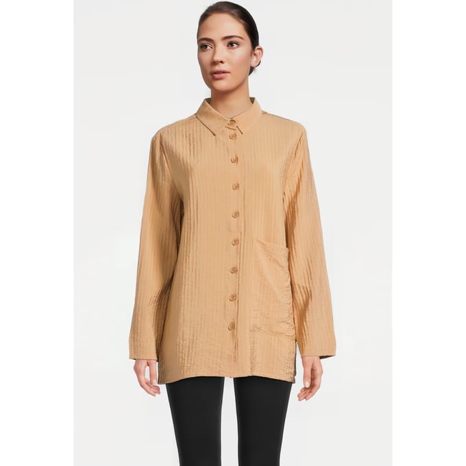 Another Label Norell Structured Shirt L/s Faded Sand Größe: XS | Business hemden Outlet | Damen | Braun