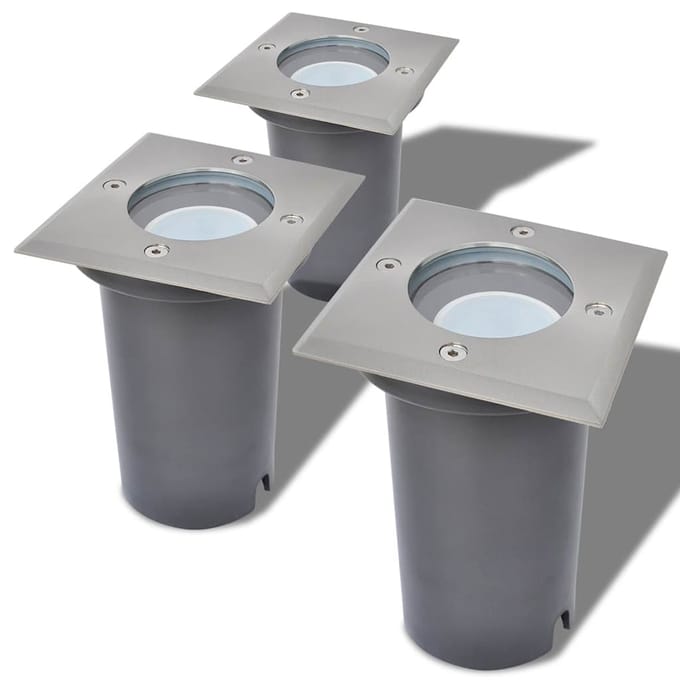vidaXL LED-Grondspots buiten 3 stuks vierkant