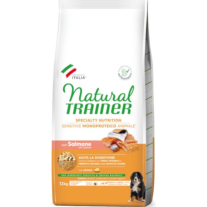 Natural Trainer - Puppy Junior Medium Maxi Sensitive Salmon Hondenvoer 12 kg
