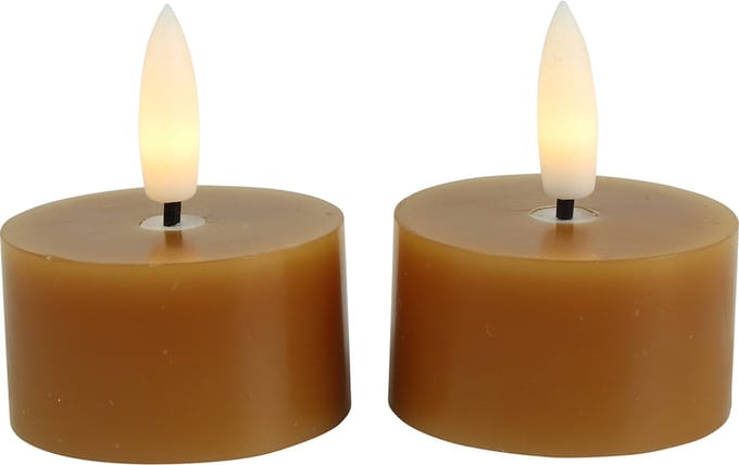 Theelichtjes Lyon met LED - Amber - Ø4 x 5,2 cm - 2 stuks