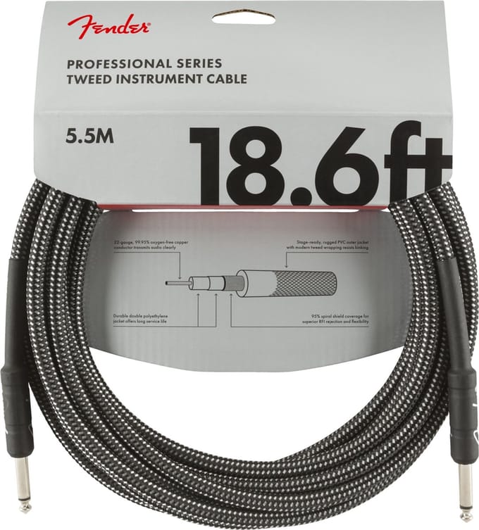 Fender Professional Series Instrument Cable 5.5m (Grey Tweed) - Gitaarkabel