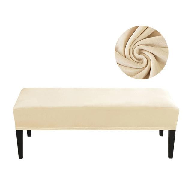 Fluwelen Eetkamerstoelhoes ,Rechthoekig ,Dik ,Antislip ,Afneembaar En Wasbaar 112-150cm white