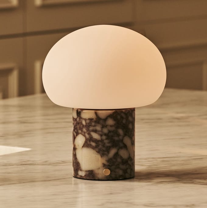Tavellio Coddé Draadloze Tafellamp – H22 – Calacatta Viola Marmer en Glas – Tot 100 uur