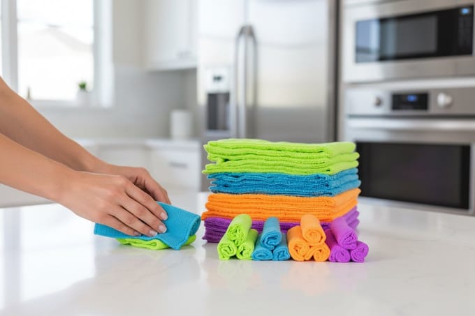 Enluxe Microvezeldoeken Set van 12 – Hoog Absorberend, Duurzaam & Multifunctioneel