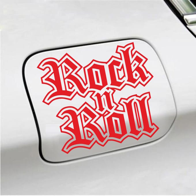 Bumpersticker - Rock N Roll - 13 X 15 - Rood