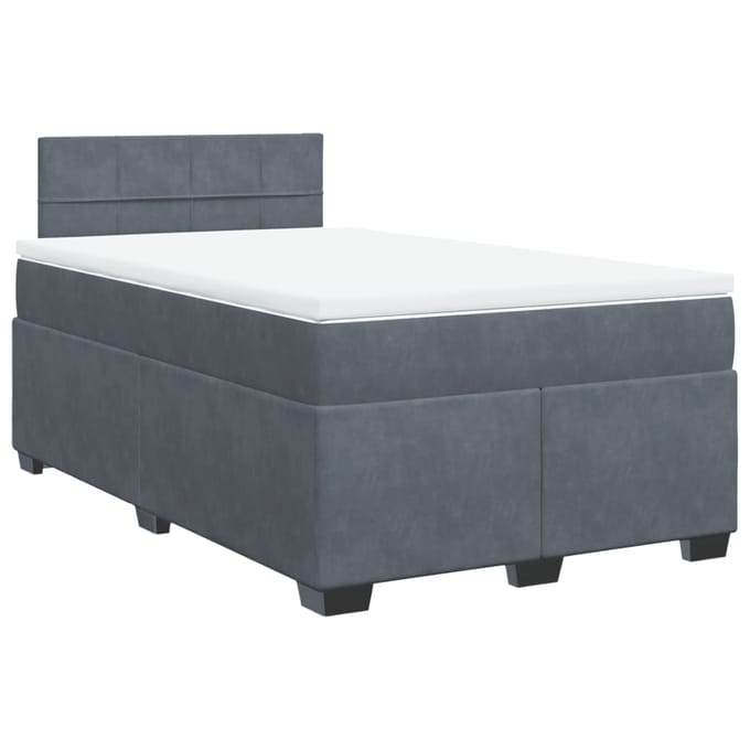 vidaXL - Boxspring - met - matras - fluweel - donkergrijs - 120x200 - cm