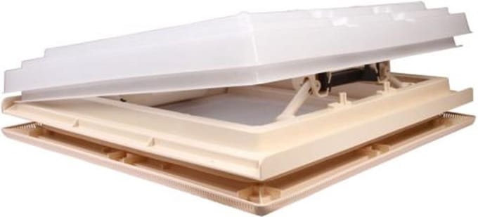 Dakluik Beige met inbouwframe MPK 40x40 cm (Melkwit glas)