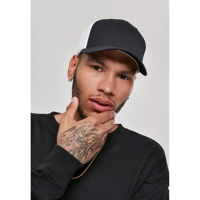 Urban Classics - Ultrafibre & Airmesh 2-Tone Flexfit pet - S/M - Zwart/Wit