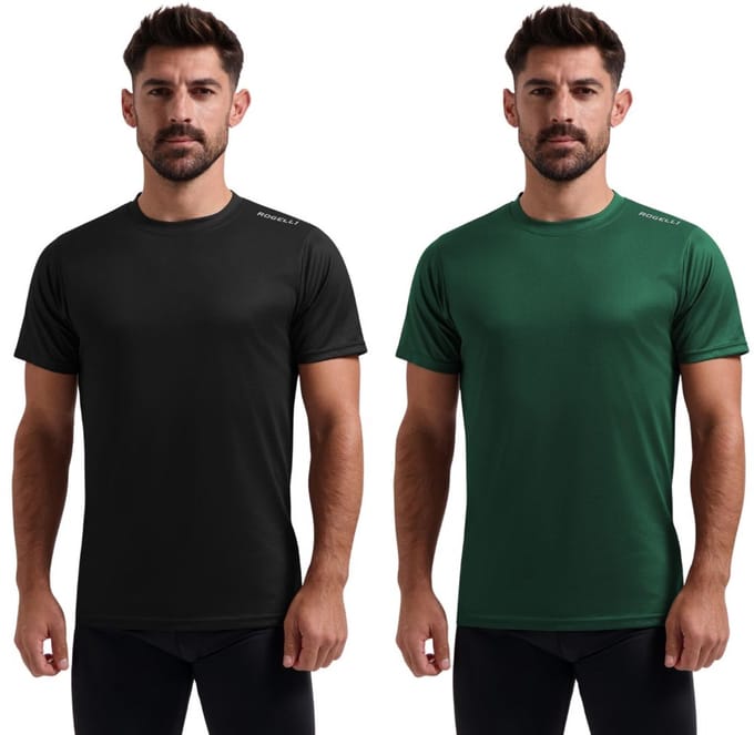 Rogelli Promo Heren 2 pack Sportshirt - Korte mouw - Zwart