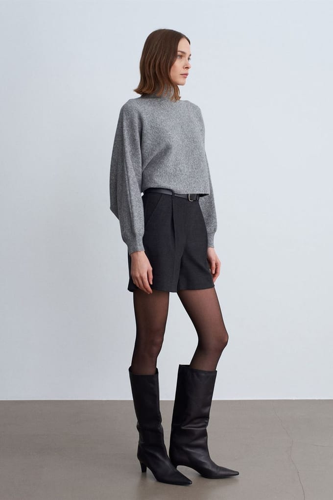 Hoge Taille Met Ceintuur Wijde Pantalon Korte Broek