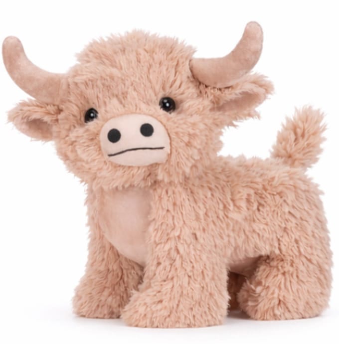 Schotse Hooglander Pluche Knuffel Koe (Beige) 25 cm