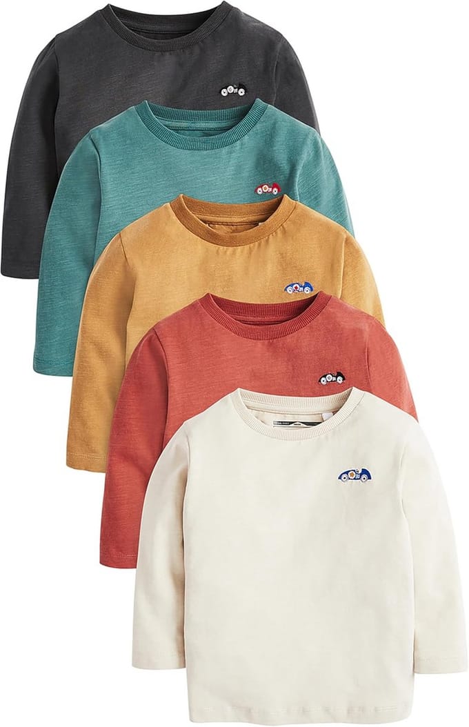 Jongens Longsleeve T-Shirts Set van 5 - Basis Kleding voor School en Spelen