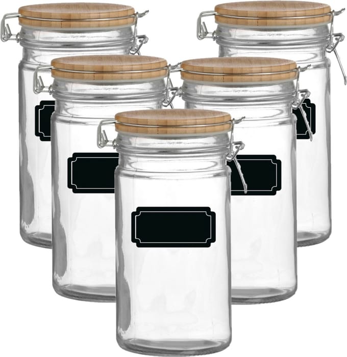 Weckpot/inmaakpot - 10x - 1L - glas - met beugelsluiting - incl. etiketten