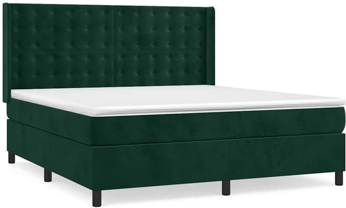 vidaXL - Boxspring - met - matras - fluweel - donkergroen - 160x200 - cm