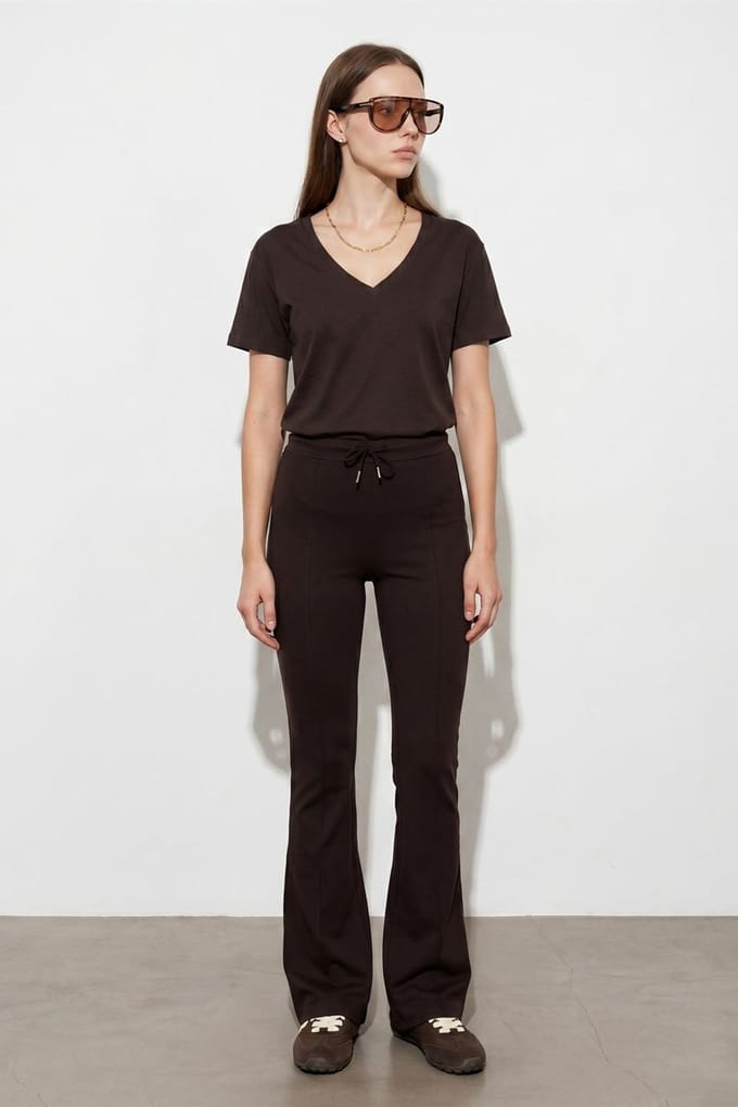 Katoen Tencel V-hals Korte Mouwen Blouse
