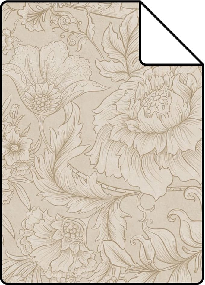 Proefstaal ESTAhome behang bloemmotief beige - 26.5 x 21 cm - 139795-S