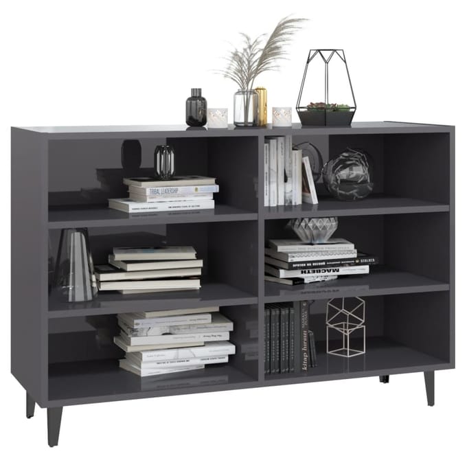vidaXL - Dressoir - 103,5x35x70 - cm - bewerkt - hout - hoogglans - grijs