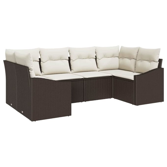 vidaXL Bankstel 6 st Bruin poly rattan