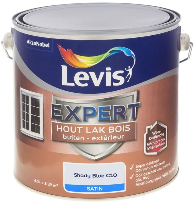 Levis - Expert Hout Lak Buiten Satin Mix - Shady Blue C10 - Mengverf - 2,5 L