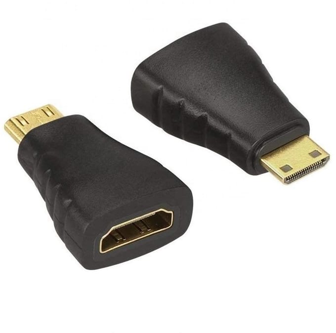 Nereb - Mini HDMI naar HDMI Adapter – Type C naar Type A Verloopstekker – Zwart – Verguld