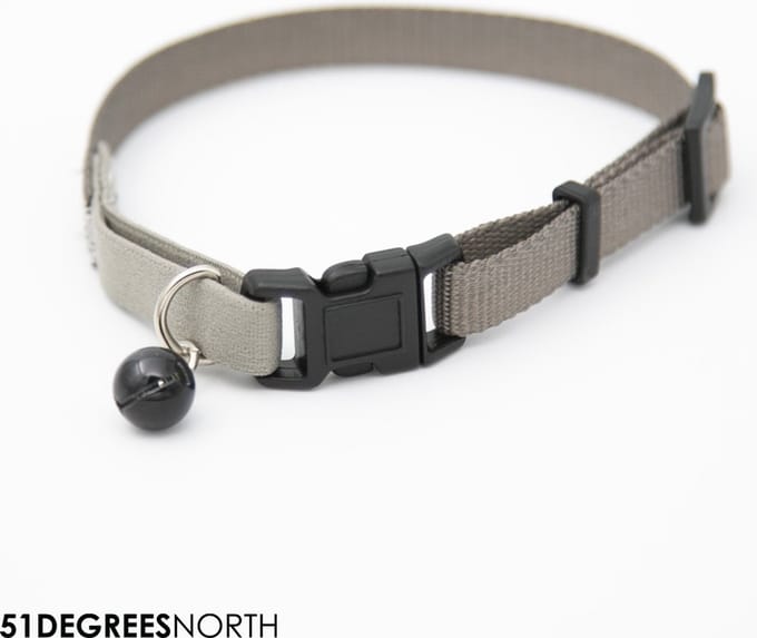 51 Degrees North - Wanderful - Cat Collar - Nylon - Flat - Light Grey - 23-36cmx10mm