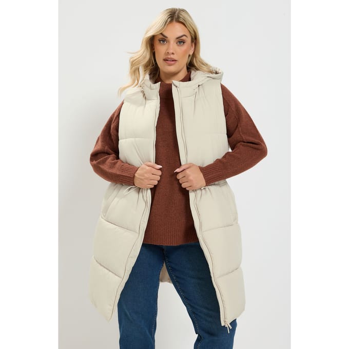 Yours Crèmekleurig Gewatteerd Gilet Size 42