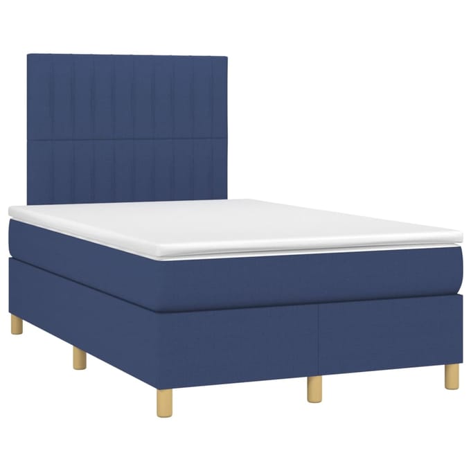 vidaXL - Boxspring - met - matras - en - LED - stof - blauw - 120x200 - cm