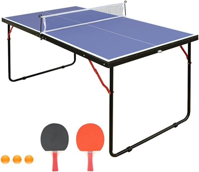 Tafeltennistafel Inklapbaar - Mini Pingpong - Thuis Spelen - Complete Set - 137 x 76 cm - Blauw
