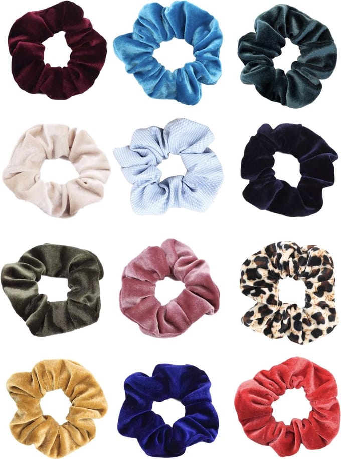 Kraagjeskopen.nl® Scrunchies Haaraccessoire Pack Scrunchie Velvet - 12 stuks Basics Set