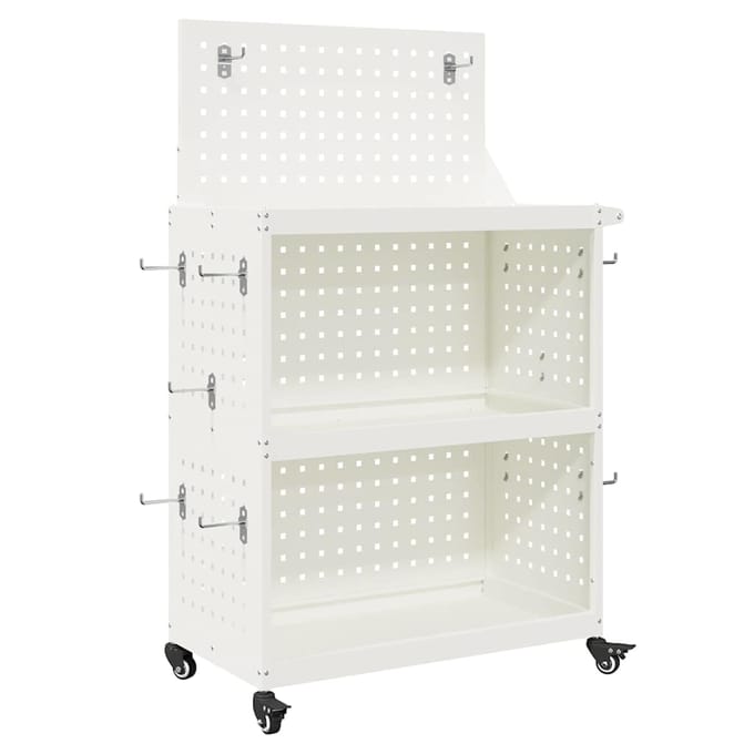 vidaXL - Gereedschapswagen - Wit - 65 - x - 35 - x - 111 - cm - Koudgewalst - staal
