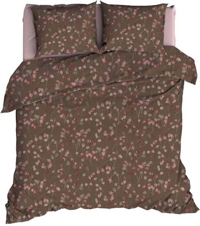 Satin d'Or Muriel Dekbedovertrek - Extra breed - 260x200/220 cm - Taupe/Rose