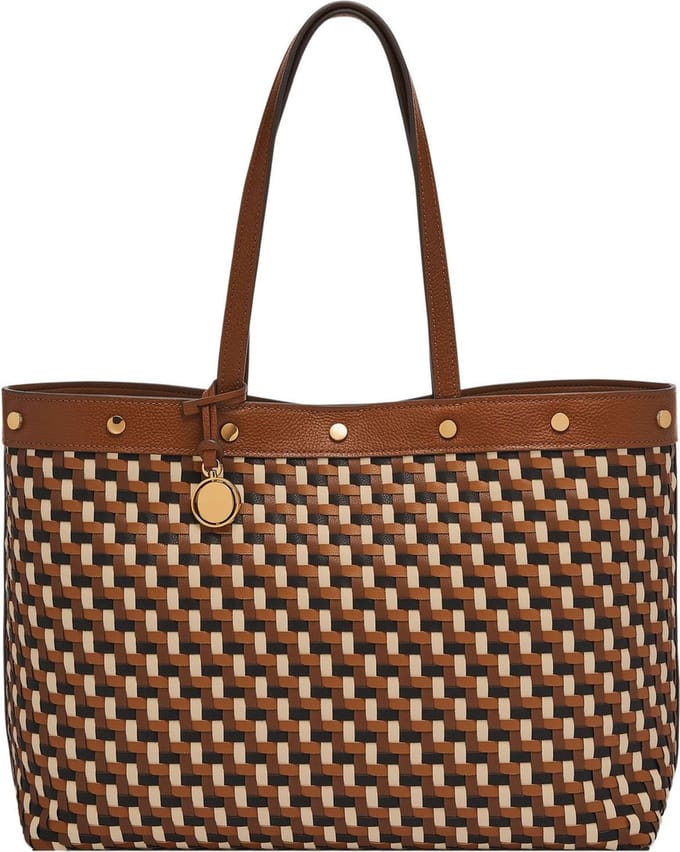 FOSSIL Shopper Jessie East West Tote Bag Brown Bruine