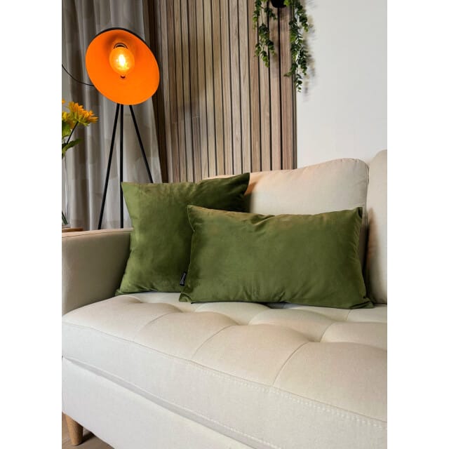 Gek op kussens! Sierkussen velvet olijf long | 30 x 50 cm | velvet/polyester