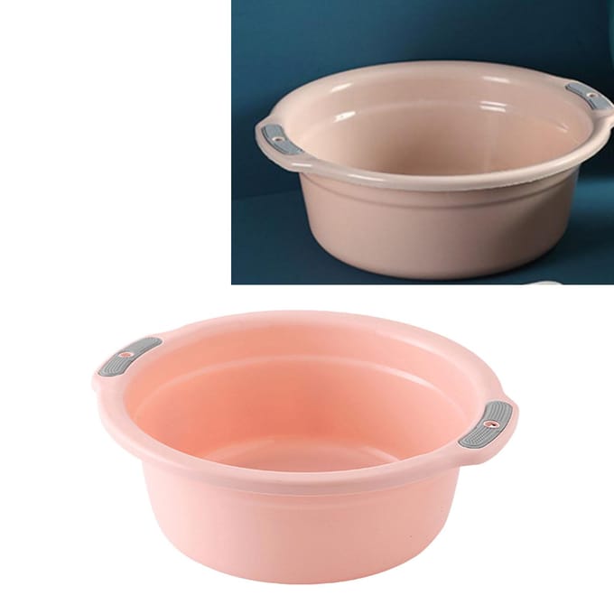 Kunststof wasbak, multifunctioneel, licht gezicht, baby, volwassen voetwasbak, bad met dubbele handgrepen voor Large?Peach Pink brown