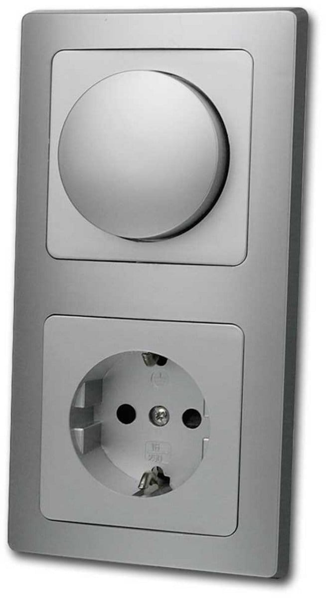 LED Dimmer met Veiligheidsstopcontact Zilver Upbouw 230V