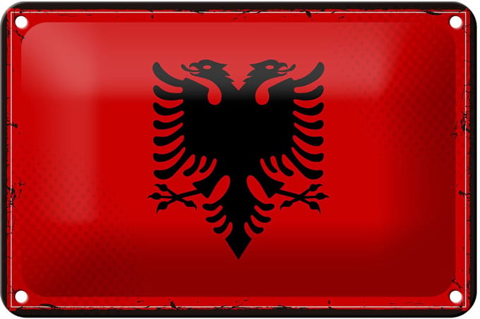 Blechschild Flagge Albanien 18x12cm Retro Flag Albania