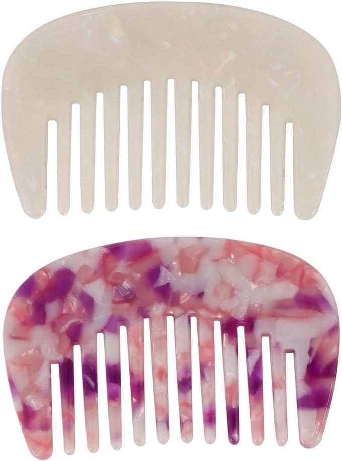 Kam Set - Ontklittingskam - Haar Ontklitten - Brede Tanden - 8 x 4 cm - Marmerlook