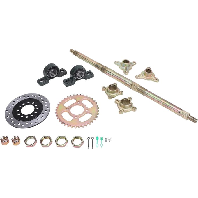 Go-kart Achteras Kit 24 Inch Heavy Duty Tandwiel Remschijf Basis Achteras Montage Set voor 50 tot 150CC DIY Opnieuw Opgebouwd gray