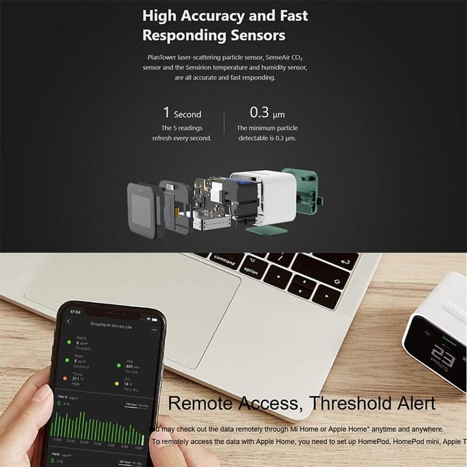 XIAOMI Qingping Air Detector Lite CO2 PM2.5 PM10 Temperatuur Vochtigheidsmeter Touchscreen Werkt Met Mihome APP Apple HomeKit wit