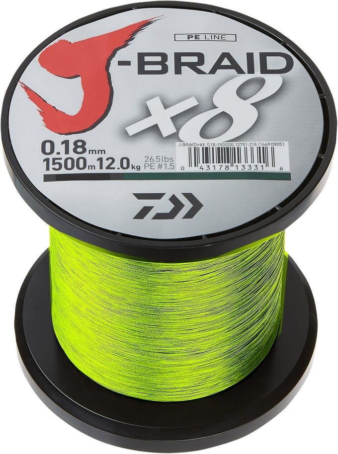 Daiwa J-Braid X8 Gevlochten Vislijn 1500m Chartreuse