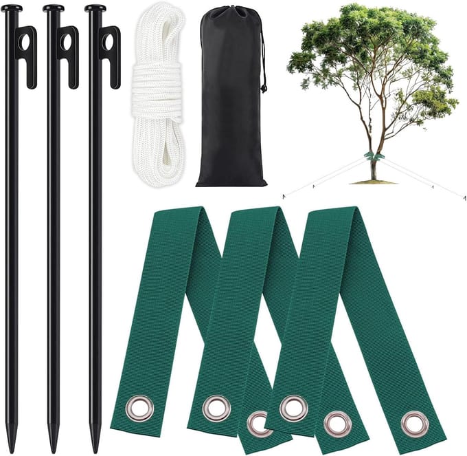 Boompalenset Stalen Steun - Boom Steun Set - Bescherm Bomen - Robuuste Constructie - 8 Delig