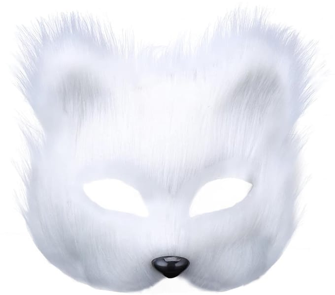 Dailygoods - White Fox Gezichtsmasker - Halloween Maskerade met Imitatiebont