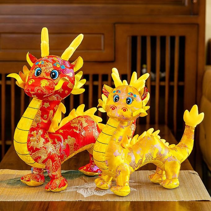 Jaar van de Draak Mascotte Pluche Speelgoed Tangpak Gesimuleerde Draak Pop Zodiac Chinese Draak Pop 25cm