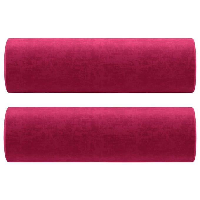 Vidaxl Decoratieve Kussens, 2 Stuks, Wijnrood, Ø15X50 Cm, Fluweel