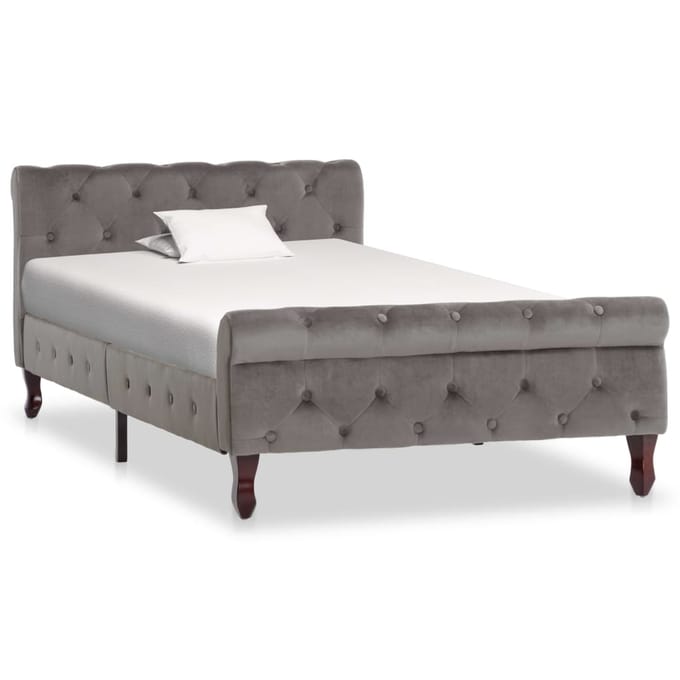 vidaXL - Bedframe - fluweel - grijs - 100x200 - cm