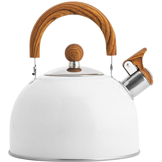 Fluitketel voor op het fornuis, roestvrij staal, opvouwbare handgreep, keukenbenodigdheden, 2,5 l, wit white