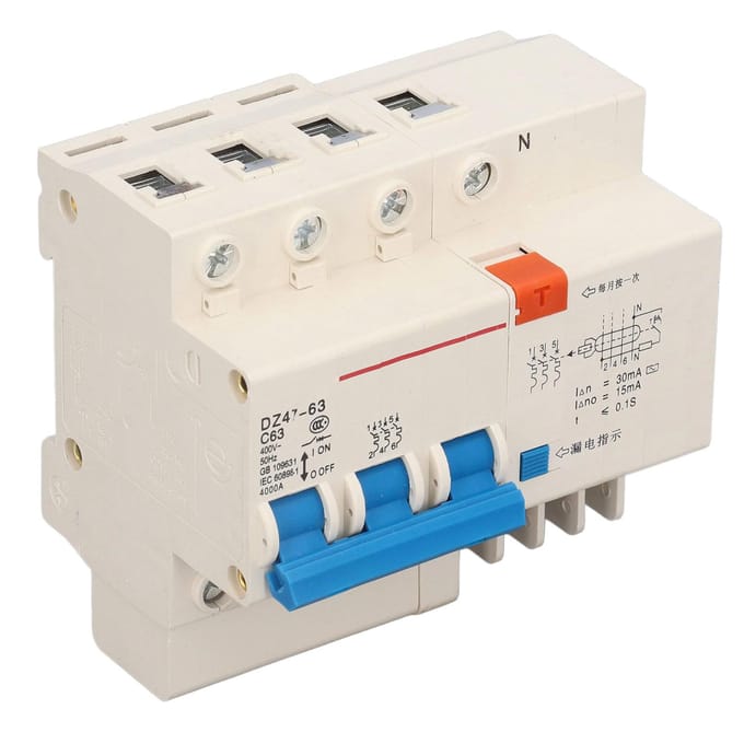 Stroomonderbreker 3P 63A 220V Overbelasting Kortsluiting Lekstroombeveiliging Reststroom Circuit