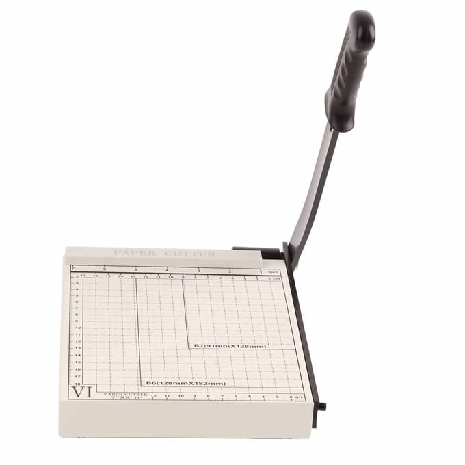 Handmatige Papiersnijder Nauwkeurig Schoon Snijden A5 Papiertrimmer met Booghandgreep Positioneringsliniaal voor School Kantoor Staal white