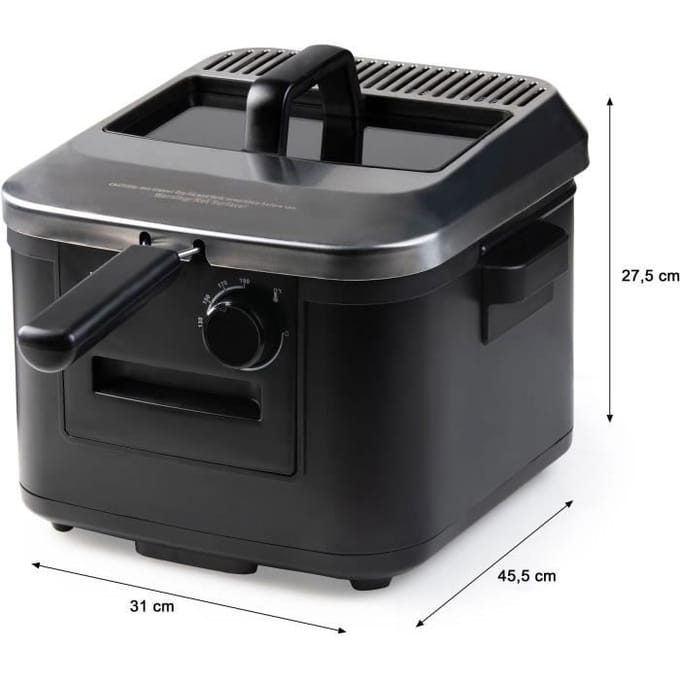 DOMO DO545FR Friteuse - XL Frituurpan - 4L - Koude Zone - Kijkvenster - 2000W