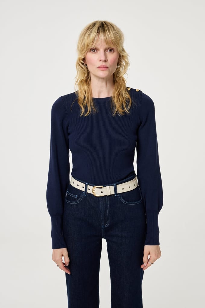 Fabienne Chapot Lillian Pullover After Midnight Blue Maat: S | Sweaters Outlet | Dames | Blauw